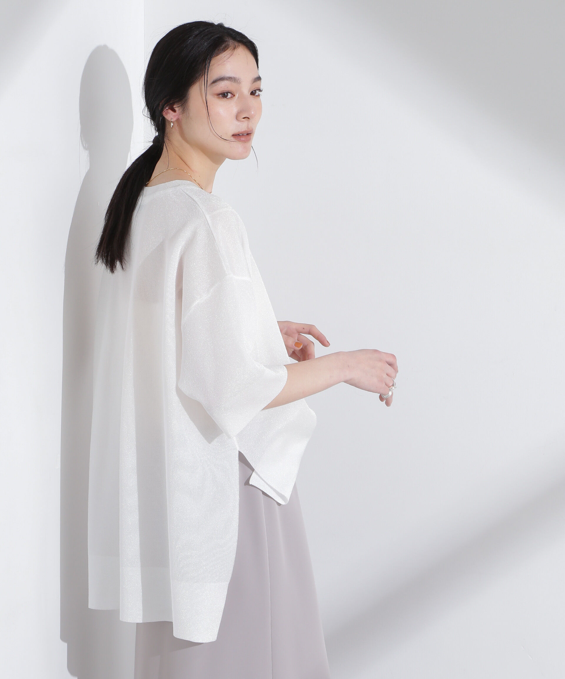 nano･universe「オーロララメシアースムースニットTシャツ」|ニット・セーター|