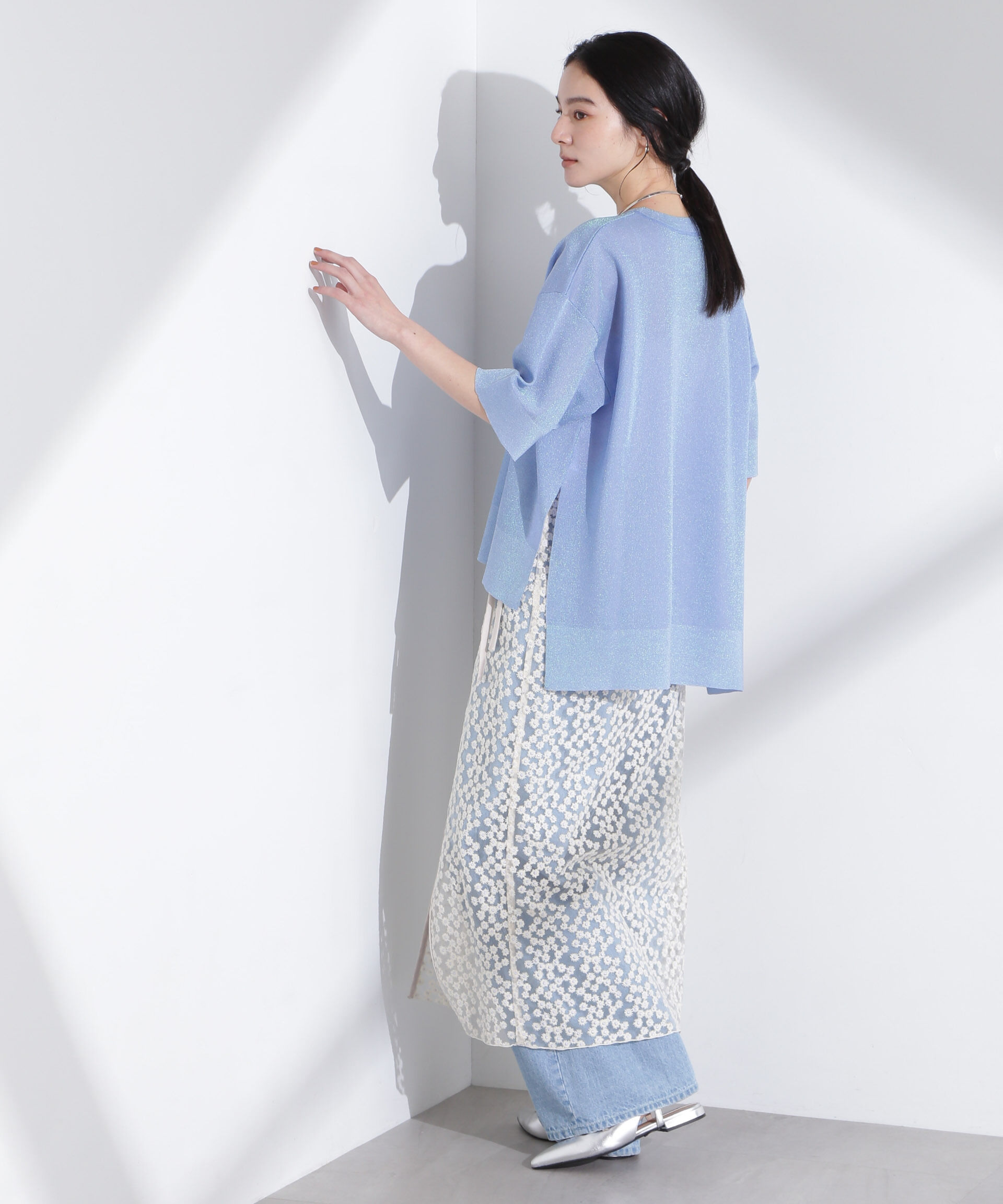 nano･universe「オーロララメシアースムースニットTシャツ」|ニット・セーター|