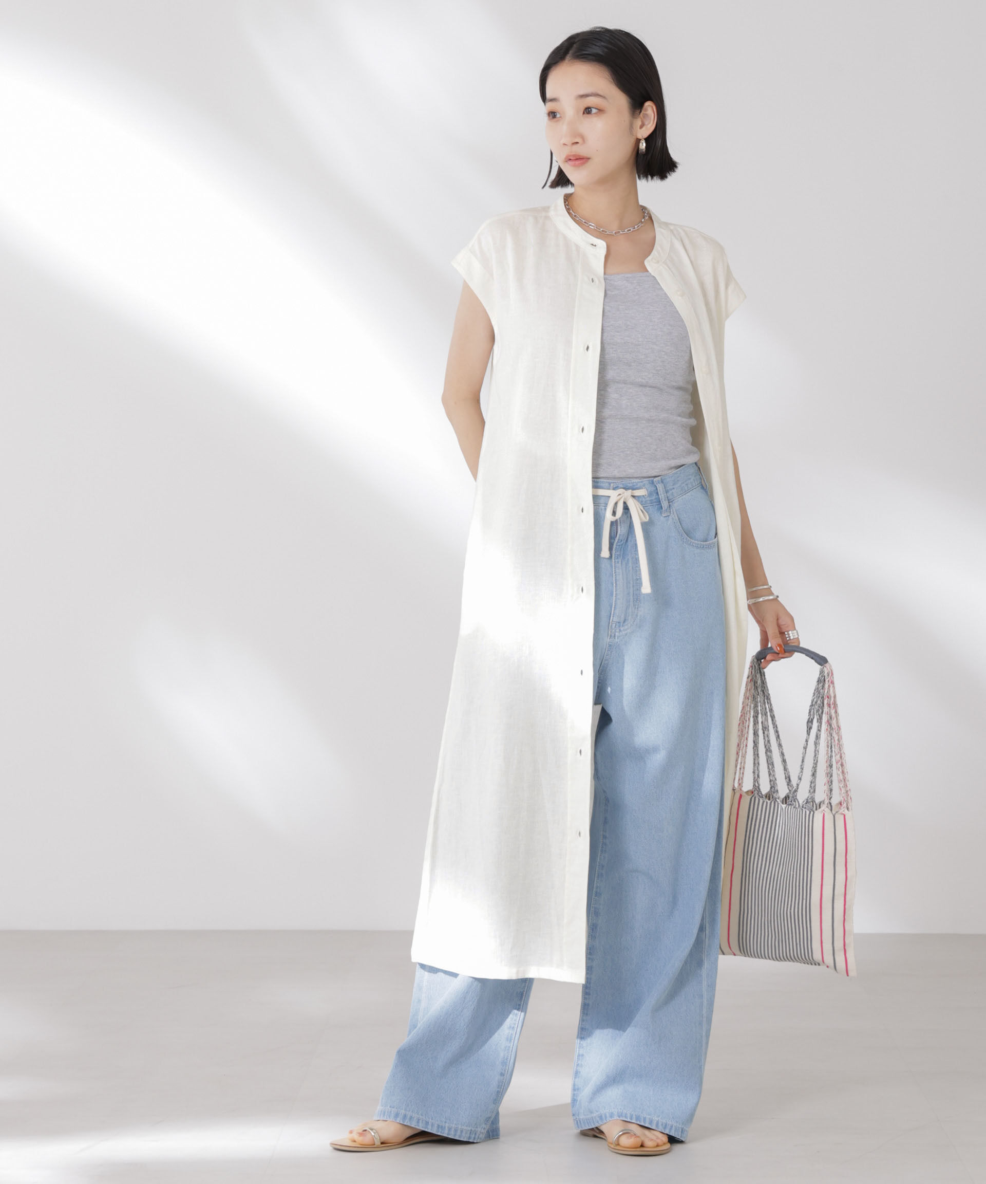 nano･universe「Anti Smell Linen フレンチスリーブワンピース」|ワンピース|