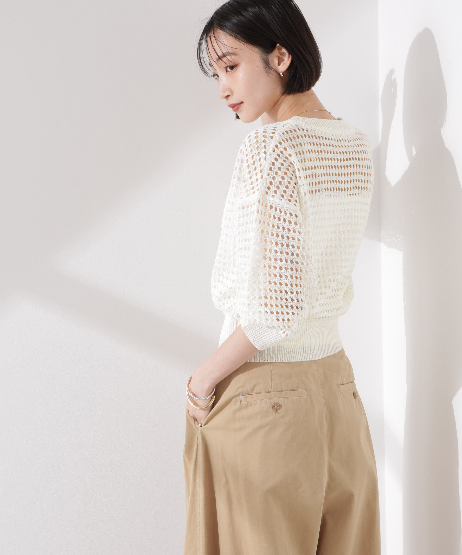 nano･universe「メッシュニットジップカーディガン」|ニット・セーター|