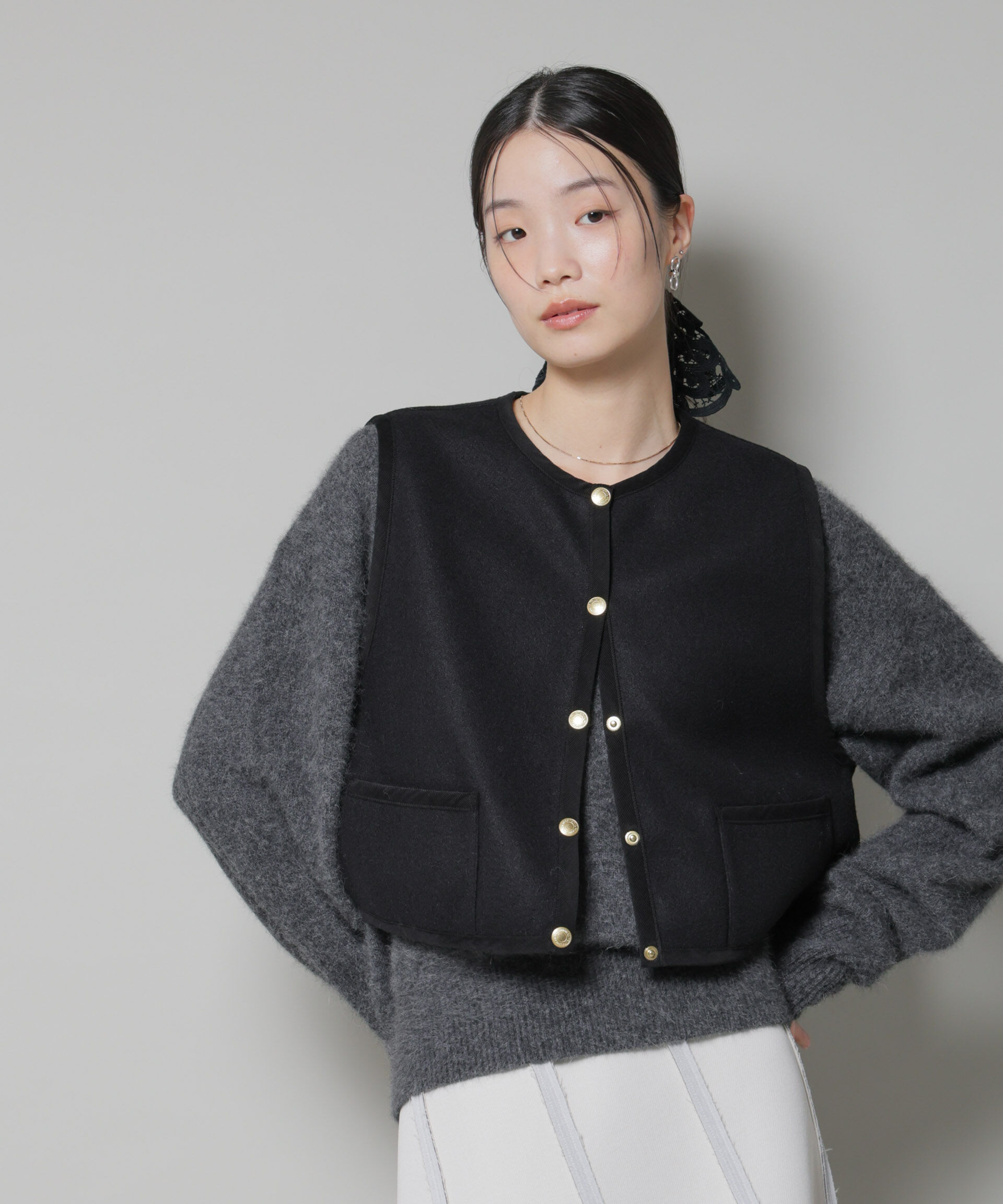 nano･universe「Traditional Weatherwear/ARKLEY GILET WJ」|ダウンベスト・ベスト|ブラック