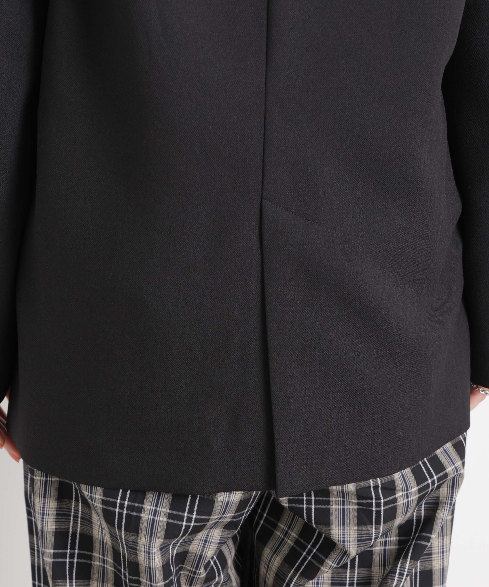 nano･universe「リネンライクツイルラペルレスジャケット」|テーラードジャケット|