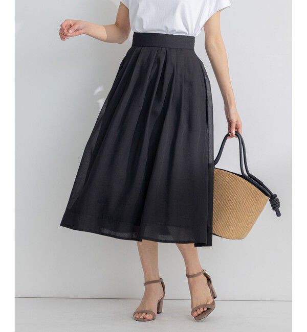 組曲「【洗える・イージーケア】カラーボイル フレアスカート」|スカート|ブラック系
