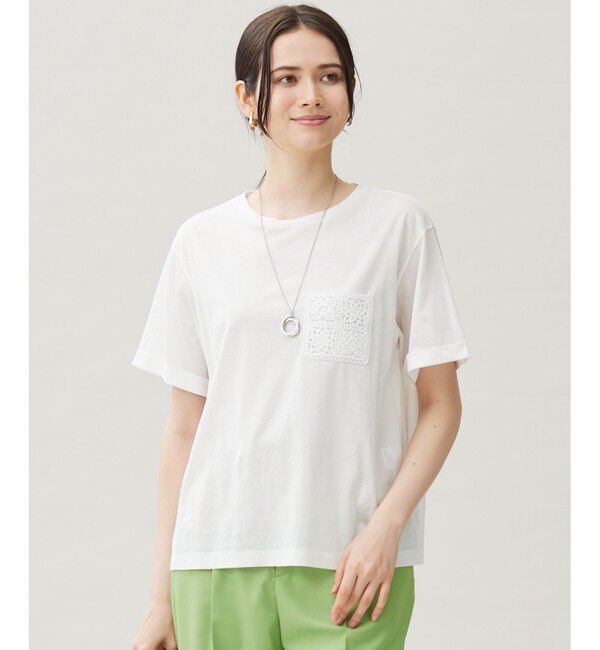 自由区「クロッシェポケット Tシャツ」|Tシャツ・カットソー|オフホワイト