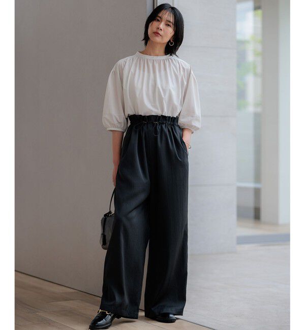 23区「【新色追加/洗える】クリアトリコットジャージー ギャザーデザイン カットソー」|Tシャツ・カットソー|