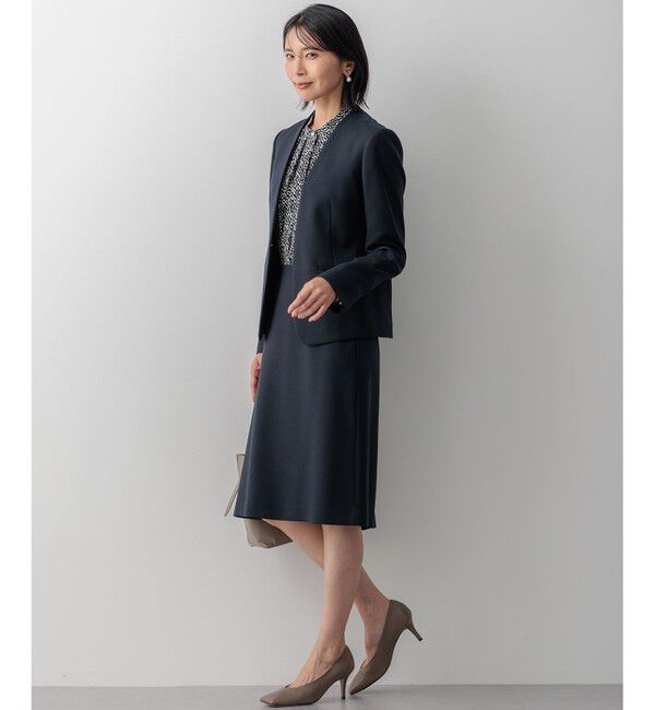 23区「【洗える】ウールライクカルゼ ノーカラージャケット」|ノーカラージャケット|