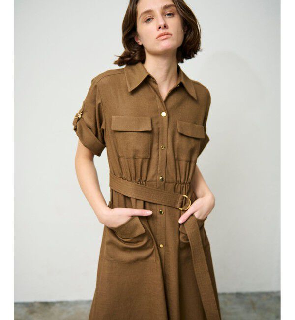 Grace Class「リネンタッチサファリドレス」|ワンピース|