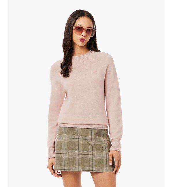 LACOSTE「3Dニッティングシームレス ウールニットセーター」|ニット・セーター|ライトピンク