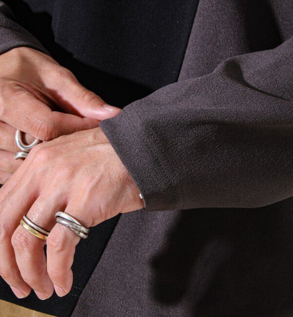 GLOSTER「【異素材MIXで着映え】カットジョーゼット パネル切替ロンT」|Tシャツ・カットソー|