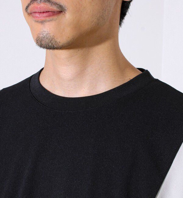 GLOSTER「【異素材MIXで着映え】カットジョーゼット パネル切替ロンT」|Tシャツ・カットソー|