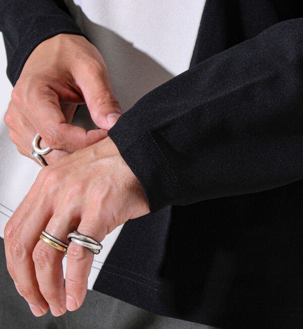 GLOSTER「【異素材MIXで着映え】カットジョーゼット パネル切替ロンT」|Tシャツ・カットソー|