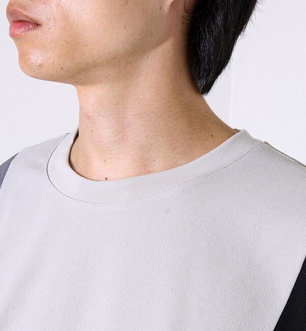 GLOSTER「【異素材MIXで着映え】カットジョーゼット パネル切替ロンT」|Tシャツ・カットソー|