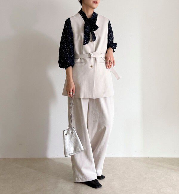 fredy emue「【セットアップ対応】パウダリーツイルベルト付きジレ」|ベスト・ジレ|