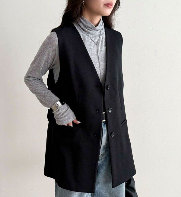 fredy emue「【セットアップ対応】パウダリーツイルベルト付きジレ」|ベスト・ジレ|