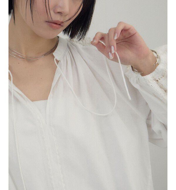 SALON adam et rope'「 【WEB限定】レースアクセントブラウス」|シャツ・ブラウス|