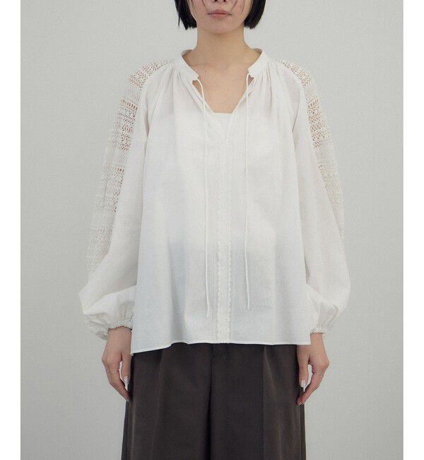 SALON adam et rope'「 【WEB限定】レースアクセントブラウス」|シャツ・ブラウス|