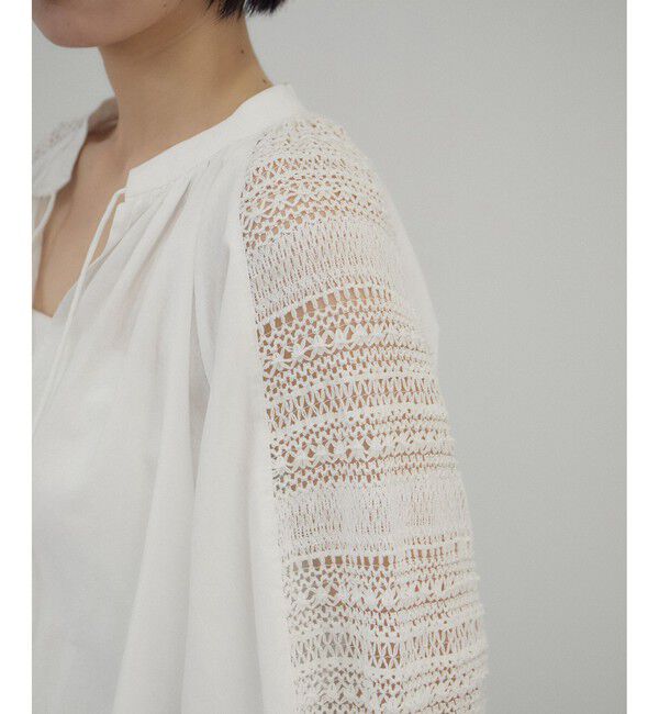 SALON adam et rope'「 【WEB限定】レースアクセントブラウス」|シャツ・ブラウス|