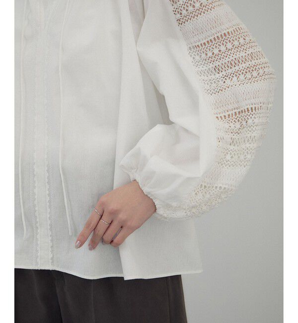 SALON adam et rope'「 【WEB限定】レースアクセントブラウス」|シャツ・ブラウス|