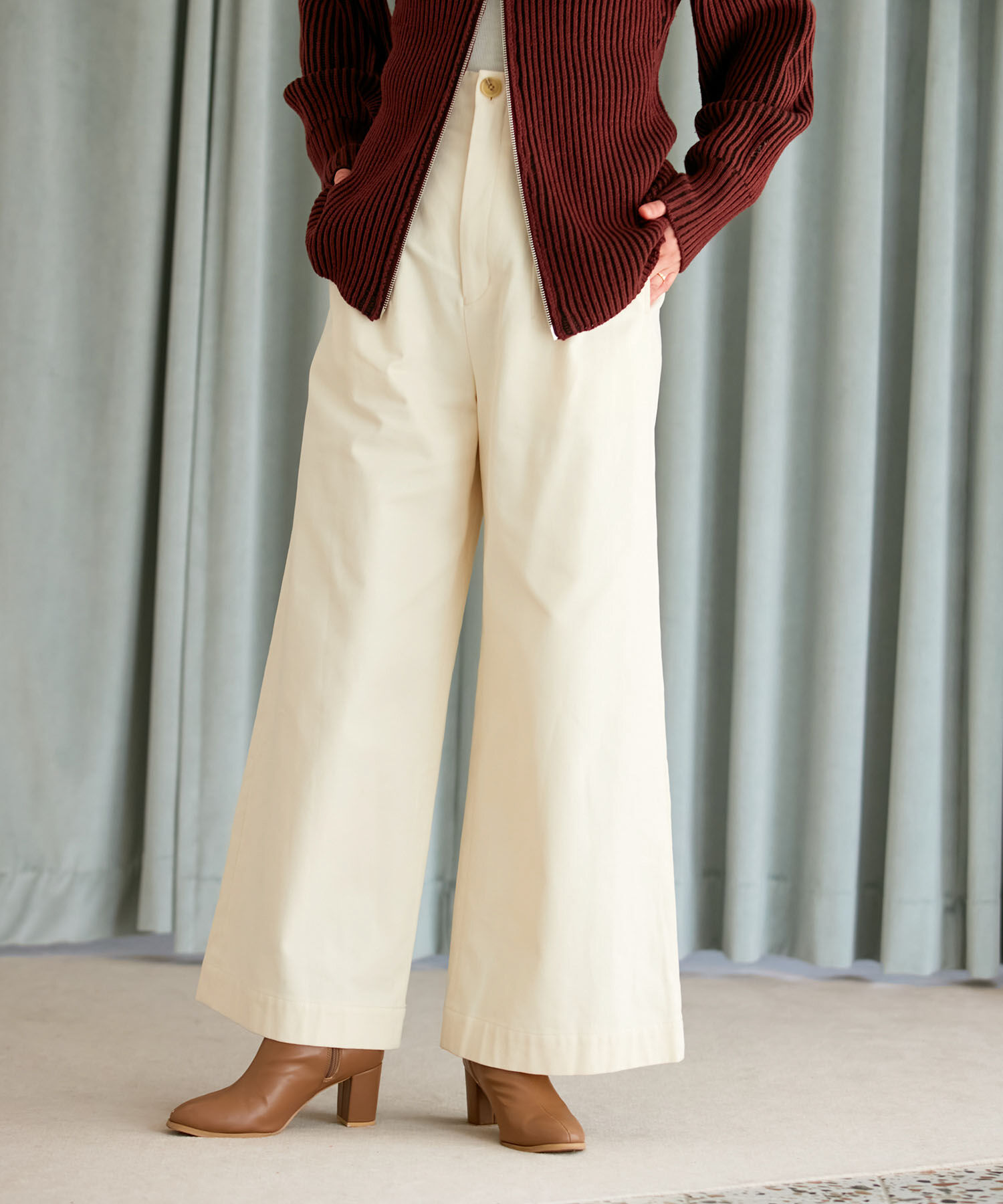 VIS「【洗える】微起毛バギーパンツ」|スラックス|