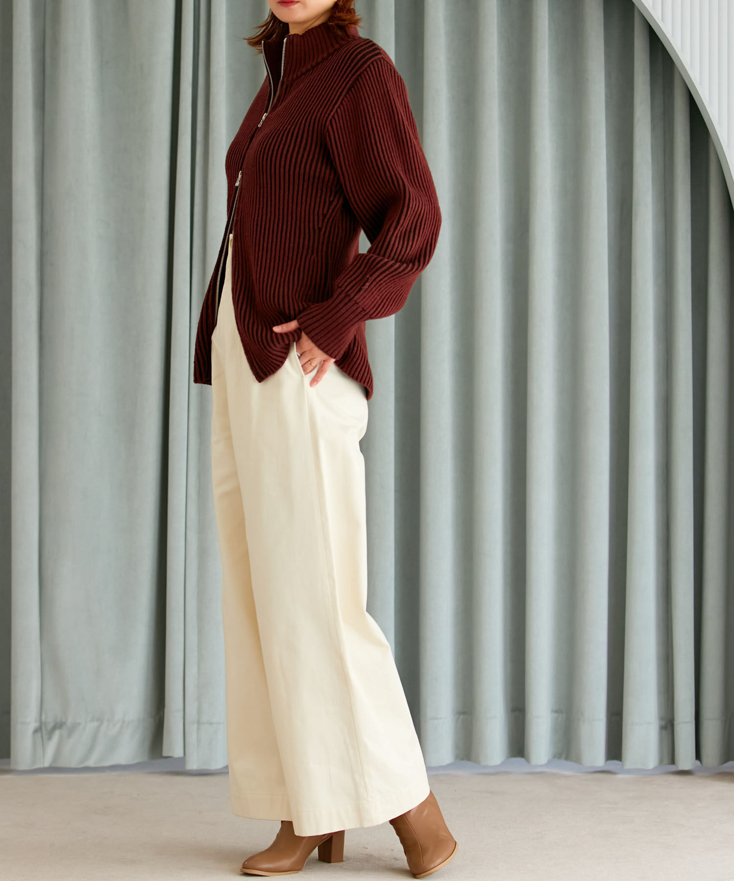 VIS「【洗える】微起毛バギーパンツ」|スラックス|