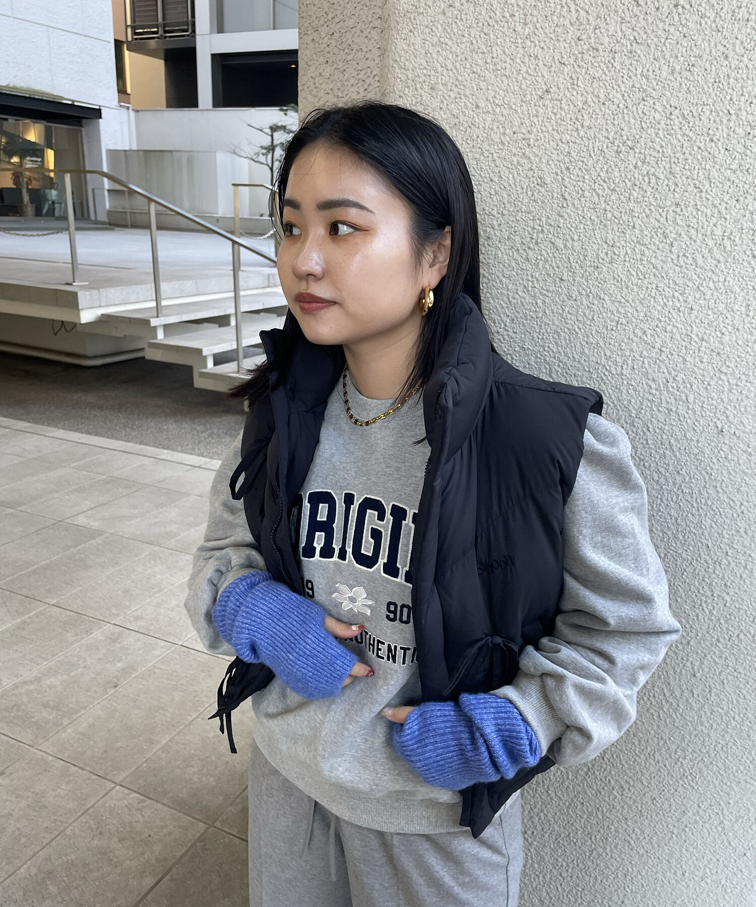 VIS「【韓国人気ブランド/sinoon】リボンディテールダウンベスト」|ダウン|