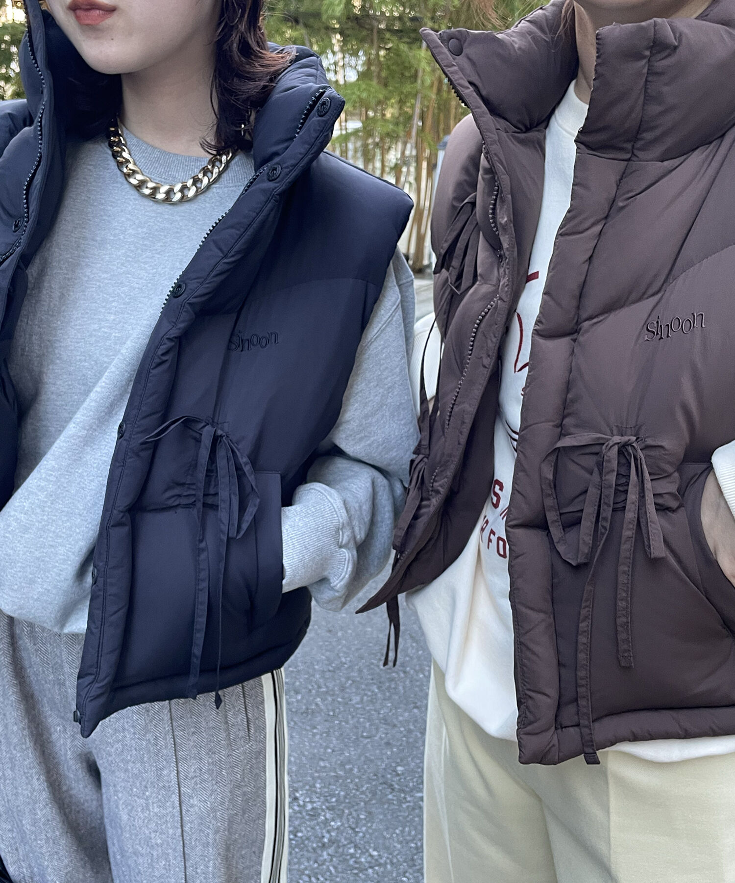 VIS「【韓国人気ブランド/sinoon】リボンディテールダウンベスト」|ダウン|