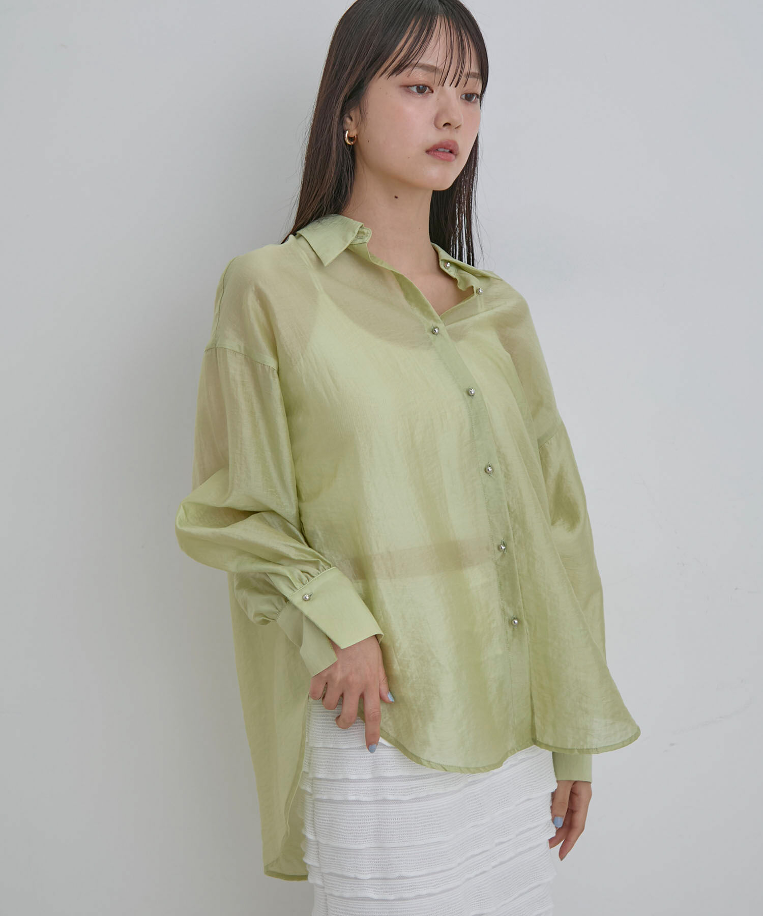 VIS「メタル釦シンプルシアーシャツ」|シャツ・ブラウス|