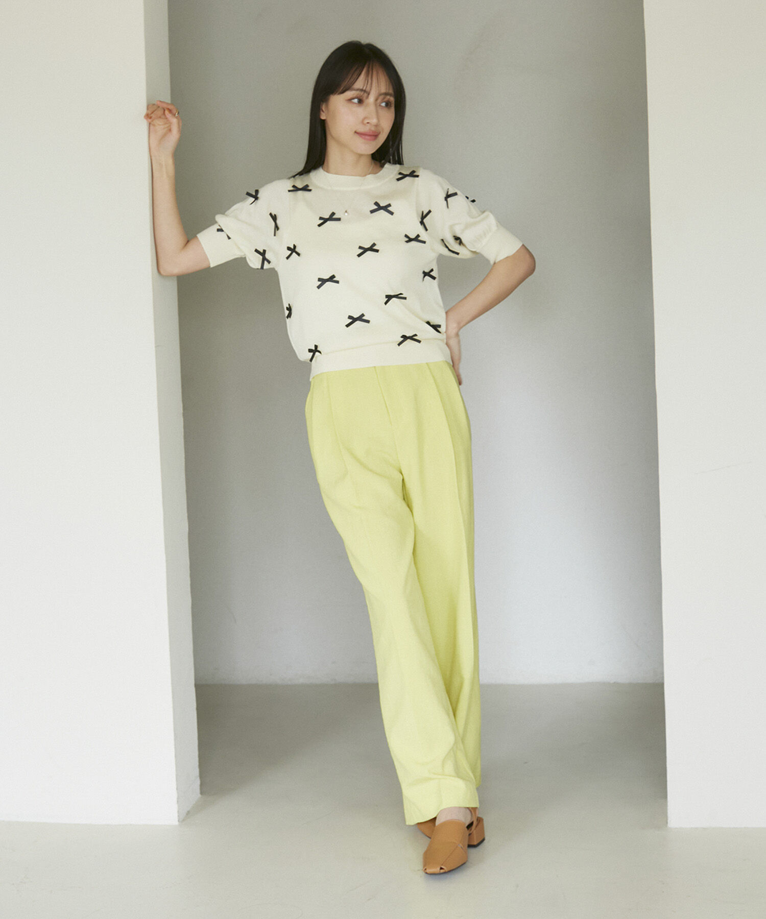 VIS「リボンハーフスリーブサマーニット」|ニット・セーター|