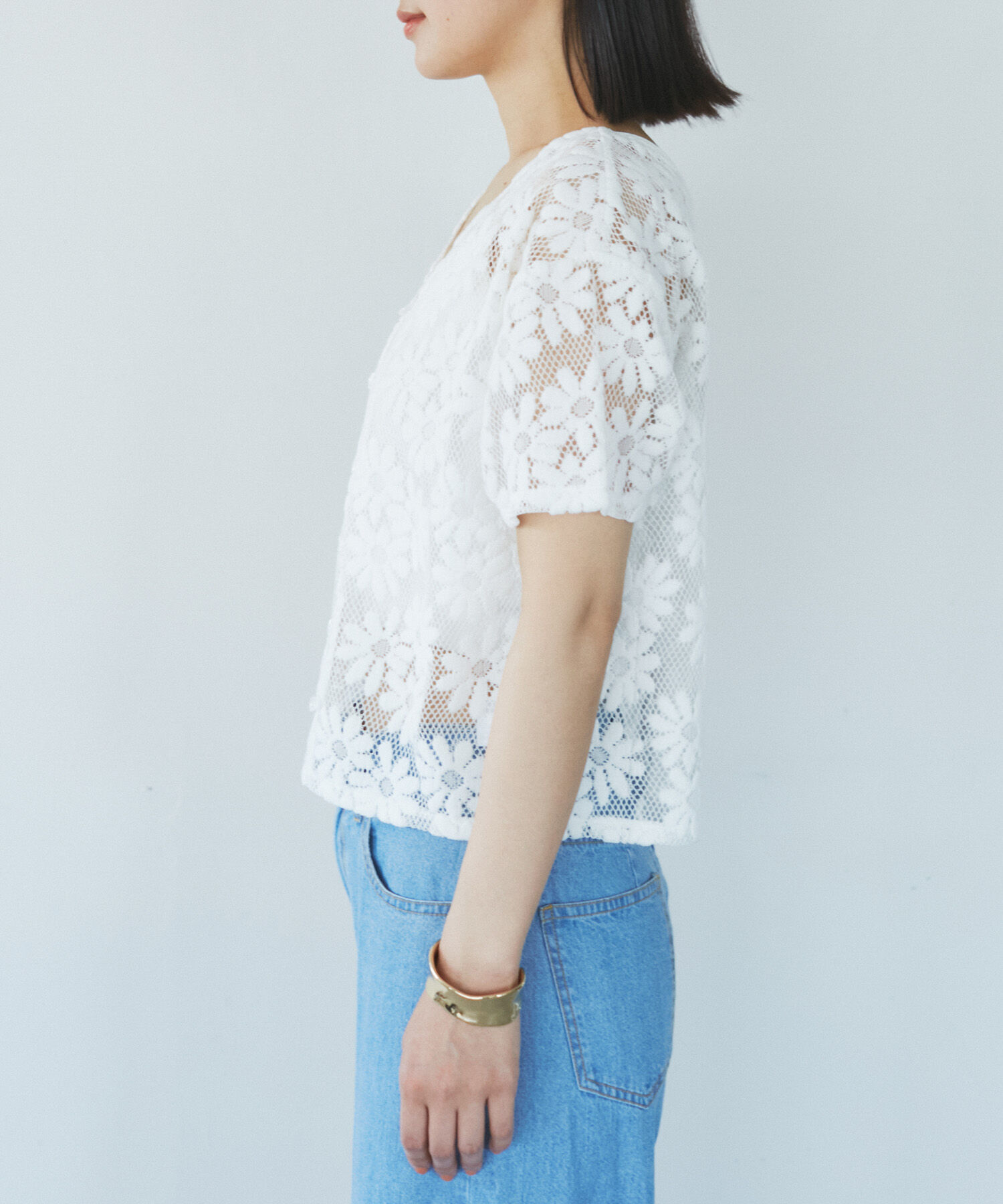 VIS「【前後2WAY】フラワーレースブラウス【洗える】」|シャツ・ブラウス|
