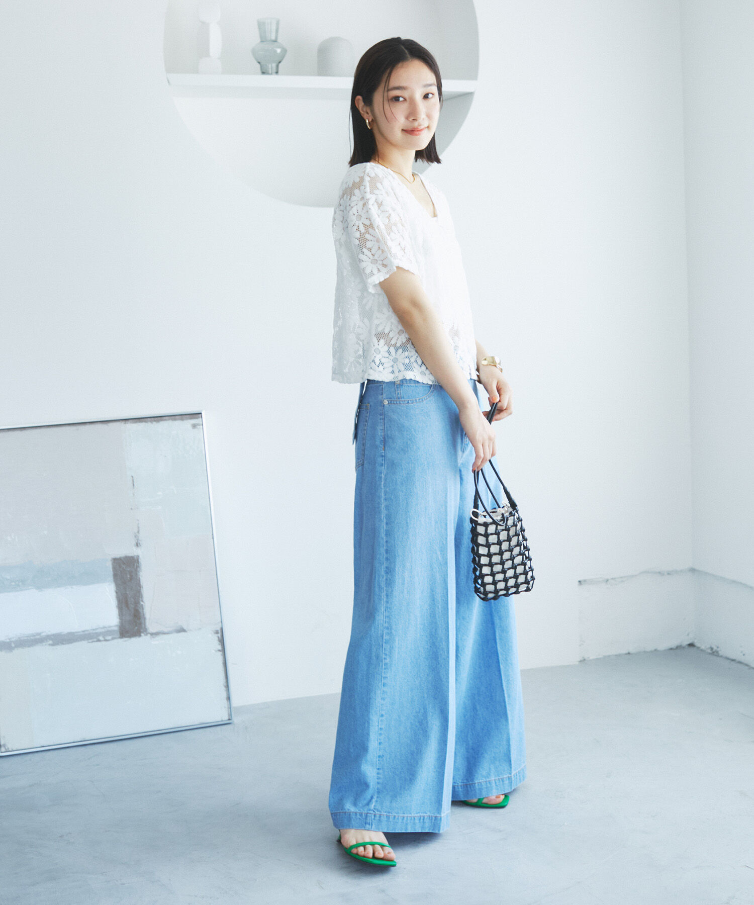 VIS「【前後2WAY】フラワーレースブラウス【洗える】」|シャツ・ブラウス|