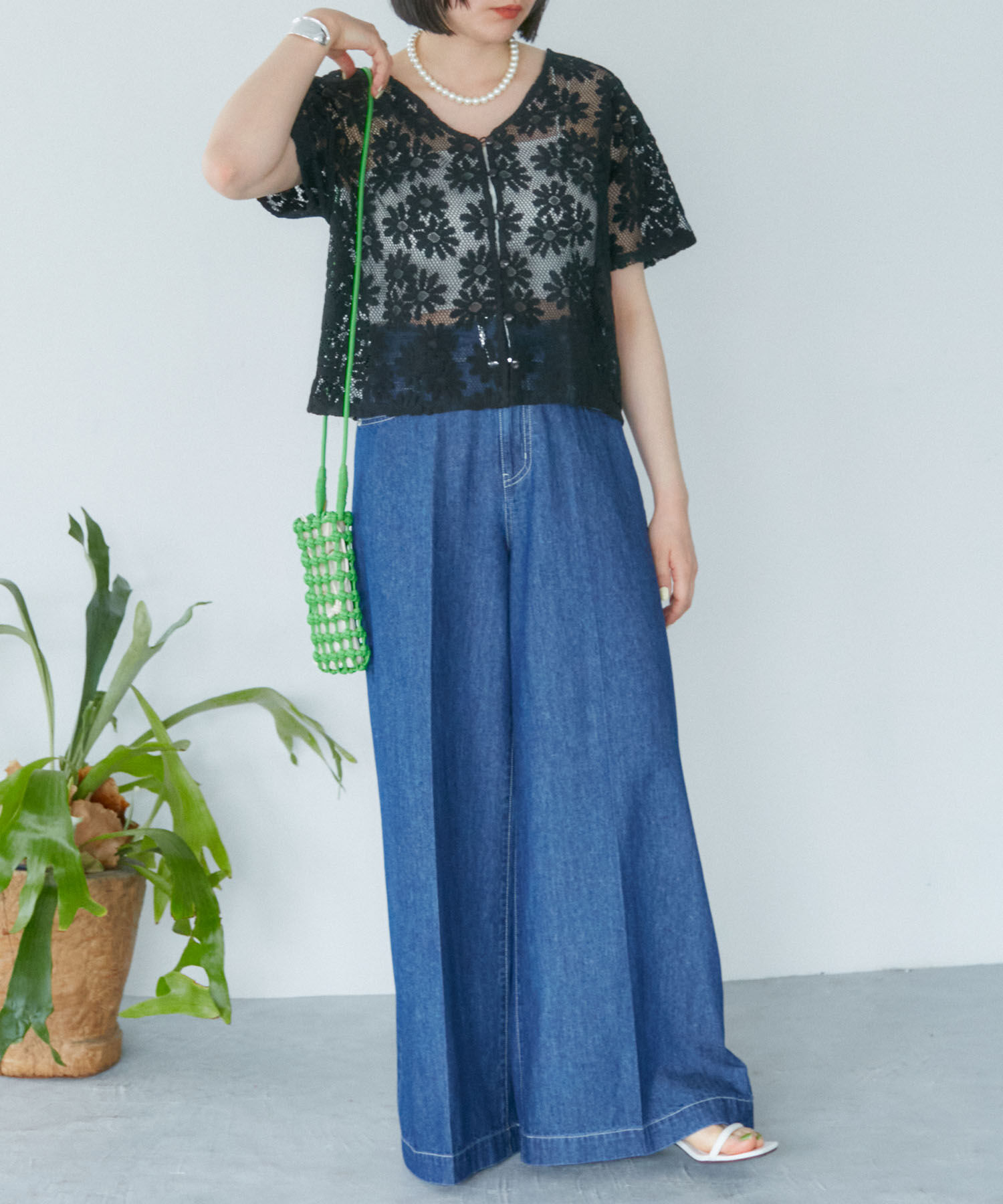 VIS「【前後2WAY】フラワーレースブラウス【洗える】」|シャツ・ブラウス|