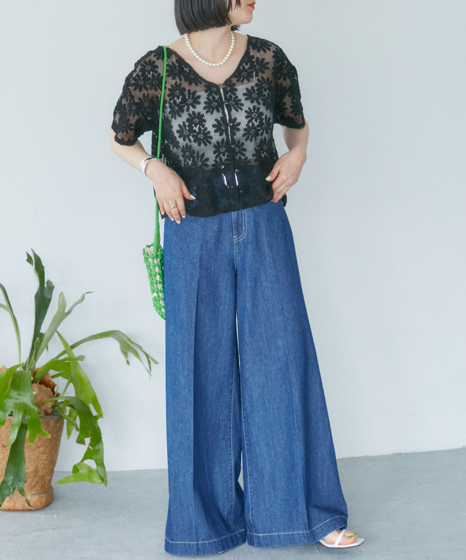 VIS「【前後2WAY】フラワーレースブラウス【洗える】」|シャツ・ブラウス|