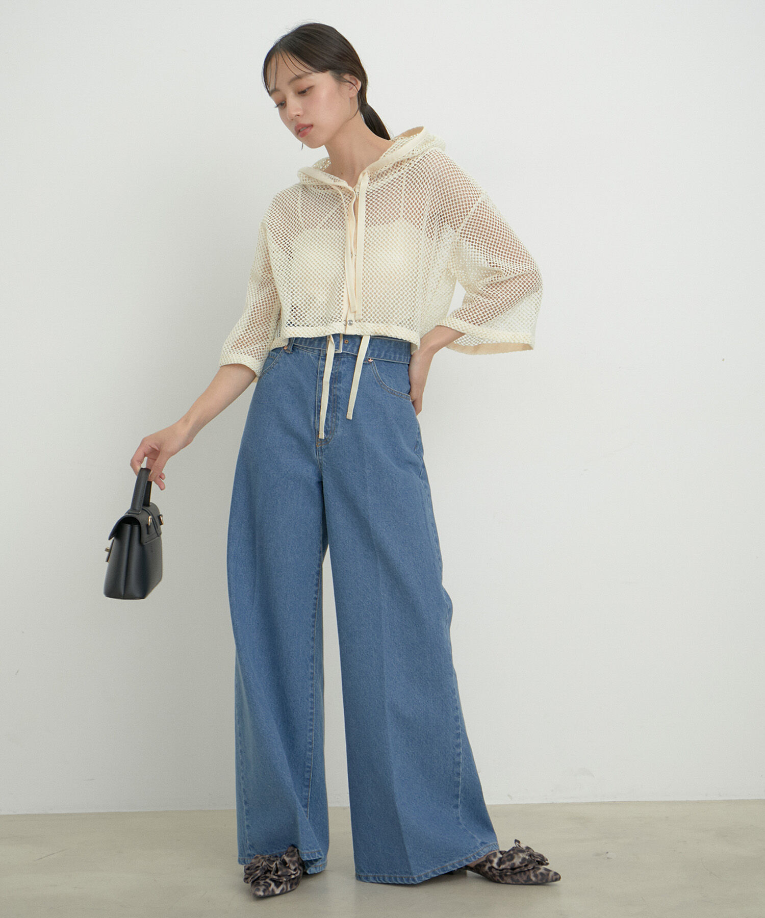 VIS「【洗える】メッシュフーテッドカーディガン」|カーディガン|