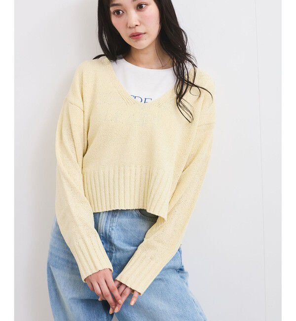 VIS「深Vネックミックスニットプルオーバー」|ニット・セーター|