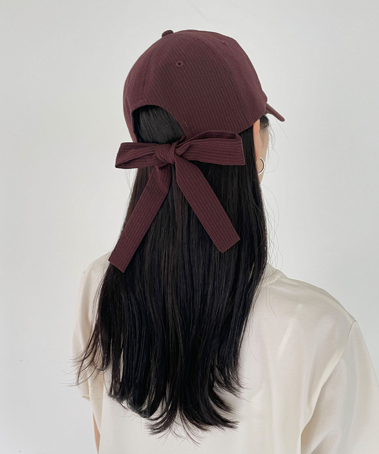 ROPE PICNIC PASSAGE「シアサッカーバックリボンキャップ」|キャップ・キャスケット|