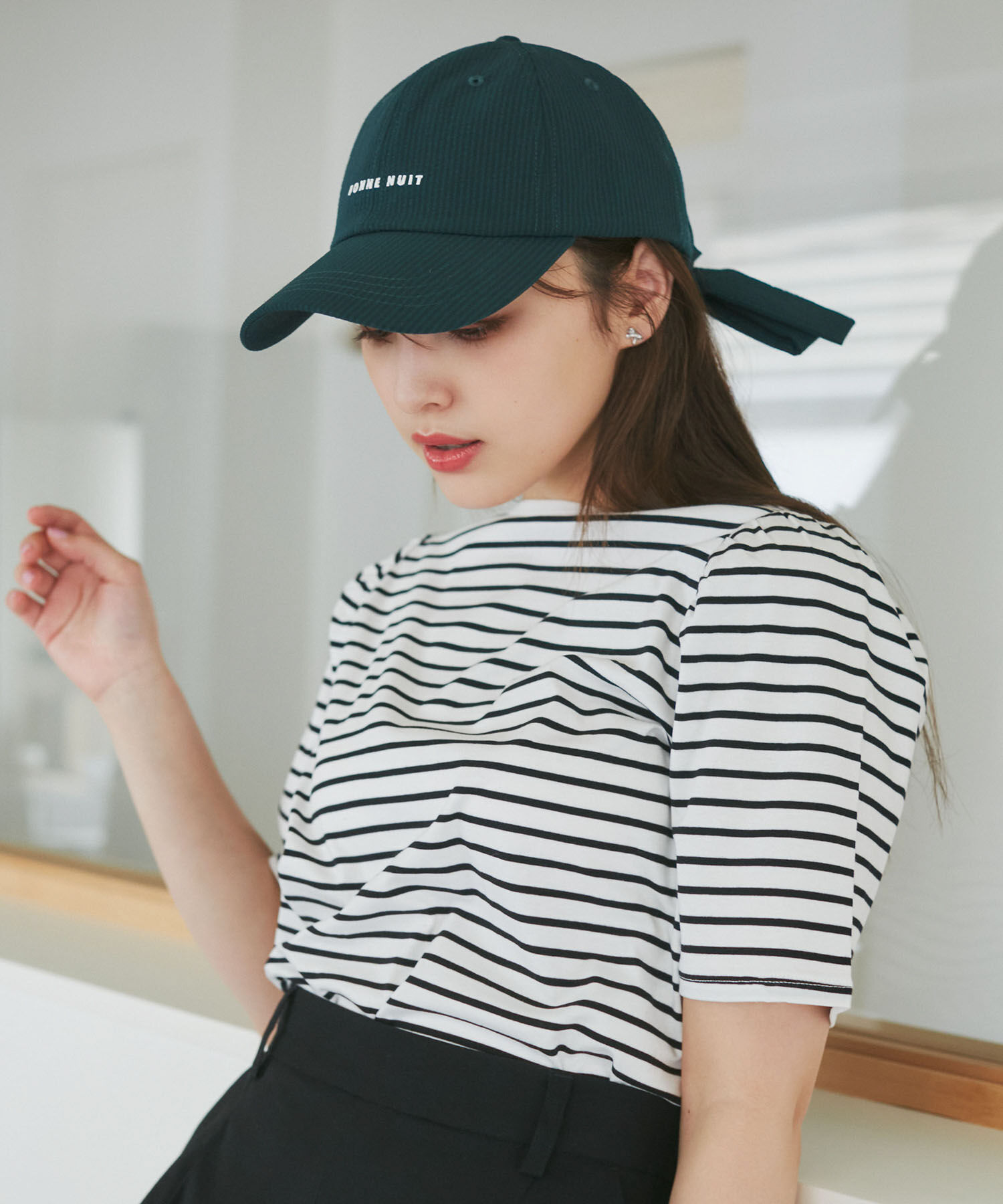 ROPE PICNIC PASSAGE「シアサッカーバックリボンキャップ」|キャップ・キャスケット|