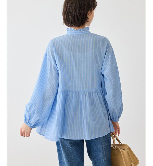 Rope&rsquo;Picnic「お着軽シャツシリーズ コットンボイルスタンドフリルシャツ/接触冷感・通気性」|シャツ・ブラウス|