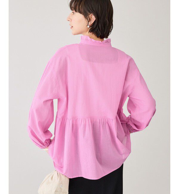 Rope&rsquo;Picnic「お着軽シャツシリーズ コットンボイルスタンドフリルシャツ/接触冷感・通気性」|シャツ・ブラウス|