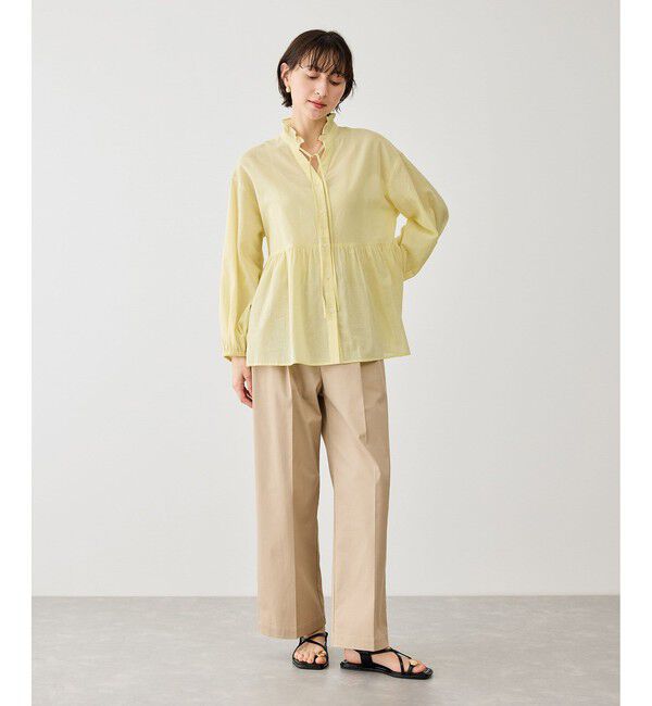 Rope&rsquo;Picnic「お着軽シャツシリーズ コットンボイルスタンドフリルシャツ/接触冷感・通気性」|シャツ・ブラウス|