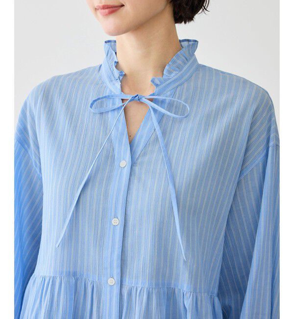 Rope&rsquo;Picnic「お着軽シャツシリーズ コットンボイルスタンドフリルシャツ/接触冷感・通気性」|シャツ・ブラウス|