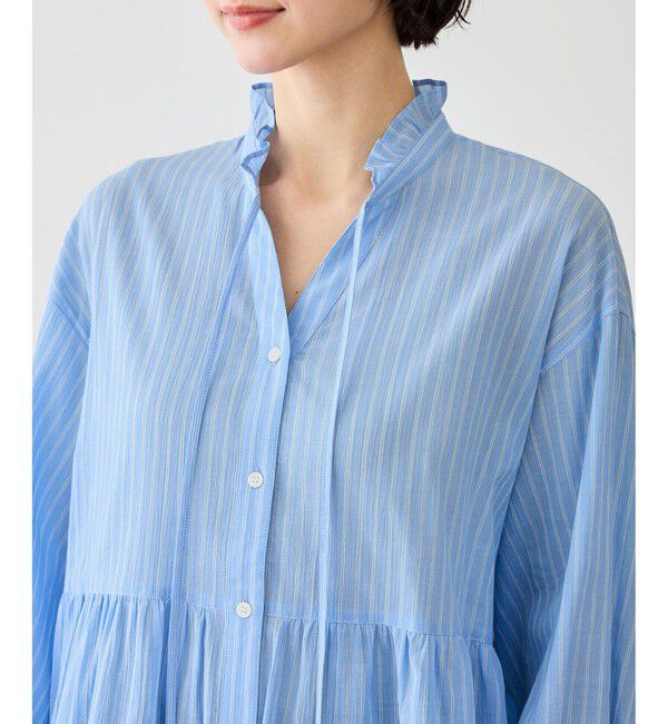 Rope&rsquo;Picnic「お着軽シャツシリーズ コットンボイルスタンドフリルシャツ/接触冷感・通気性」|シャツ・ブラウス|