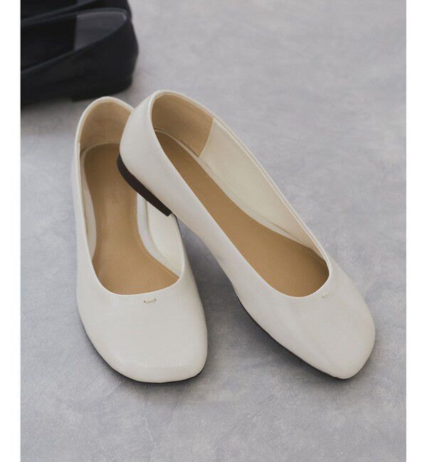 ADAM ET ROPE'「ラウンドフラットシューズ」|パンプス|ホワイト(10)