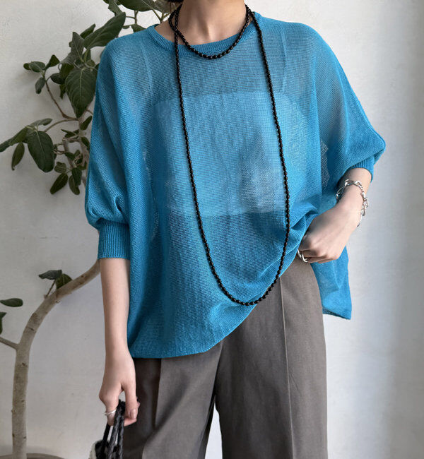  「ストローヤーンポンチョニット」|ニット・セーター|