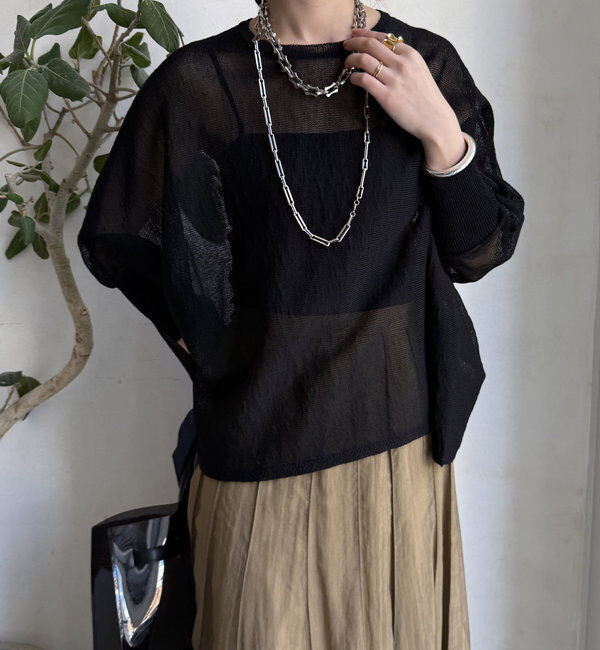  「ストローヤーンポンチョニット」|ニット・セーター|