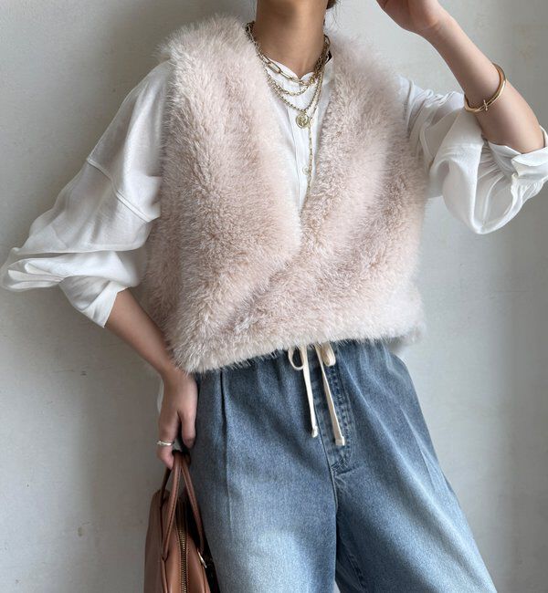  「サイドスナップフェイクカシミヤファープルオーバー」|ベスト・ジレ|