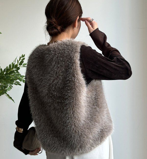  「サイドスナップフェイクカシミヤファープルオーバー」|ベスト・ジレ|