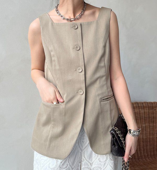  「【WEB限定】スクエアネックベスト」|ベスト・ジレ|