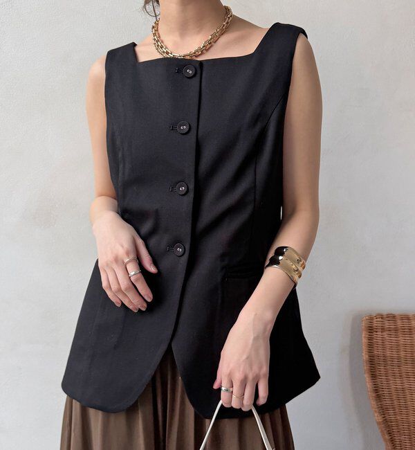  「【WEB限定】スクエアネックベスト」|ベスト・ジレ|