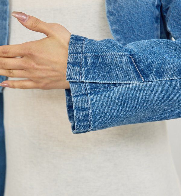  「【PEAS】デニムジャケットボレロ」|デニムジャケット|