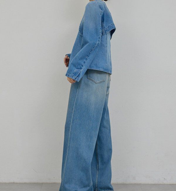  「【PEAS】デニムジャケットボレロ」|デニムジャケット|